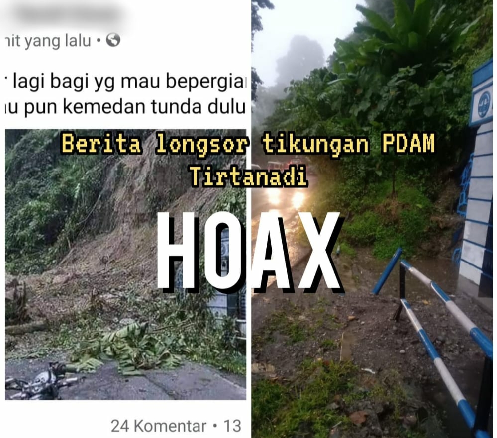 Kapolsek Pancur Batu : Hoak..Info Longsor di PDAM Tirtanadi Sibolangit