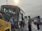 2 Tewas dan 7 Luka, Bus Vs Truk Tronton di Jalan Tol Medan-Tebing tinggi