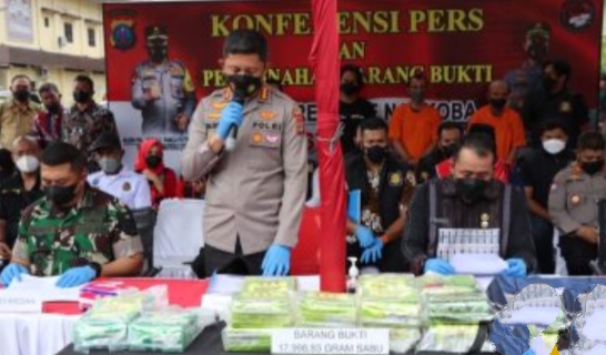 18 Kg Sabu Milik Jaringan Antarprovinsi Dimusnahkan di Mapolrestabes Medan