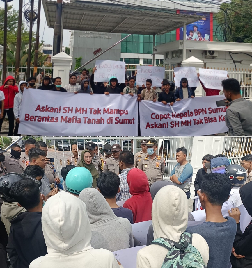Massa Permak Berunjukrasa dan Turing Kepala BPN Sumut Jadi Antek Mafia Tanah
