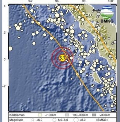 Gempa Bumi 5.7 SR di Laut Barat Pesisir Sumatera Utara, Tidak Potensi Tsunami