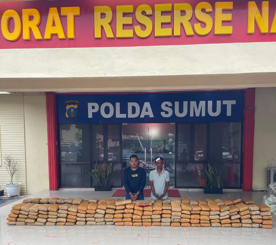 Polda Sumut Sita 272 Kg Ganja dari 2 Tersangka