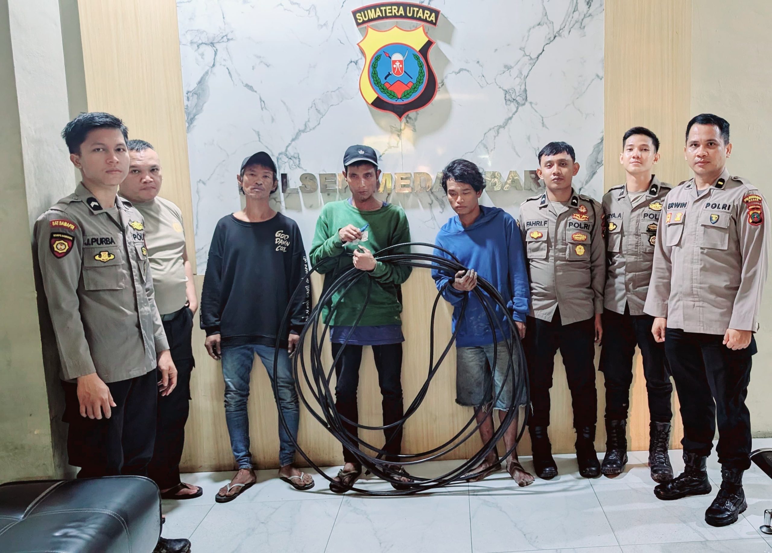 Lagi Beraksi, Tiga Maling Kabel Telkom Ditangkap Patroli Polrestabes Medan