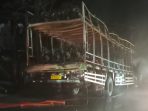Truk Angkut 46 Motor Terbakar di Torgamba, Api Diduga Berasal dari Barang Bawaan