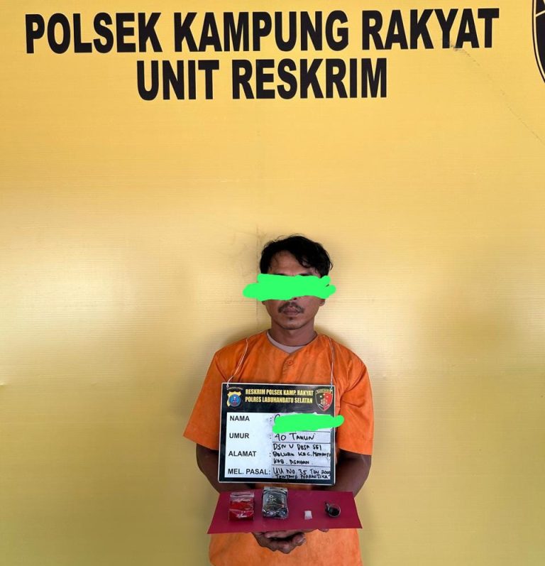 Polsek Kampung Rakyat Tangkap Pengedar Sabu di Perkebunan Perlabian
