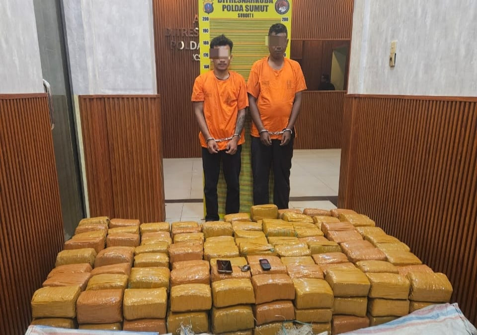 Tabrak Mobil Kurir Narkoba, Polda Sumut Amankan 255 Kg Ganja di Jalan Medan-Aceh