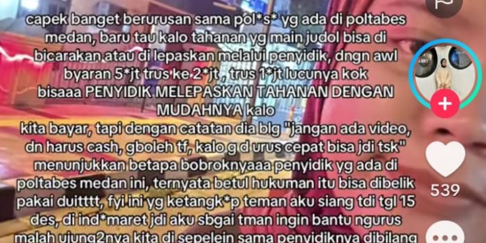 Wanita Curhat di Medsos, Tuding Penyidik Minta Uang untuk Menyelesaikan Kasus Judol