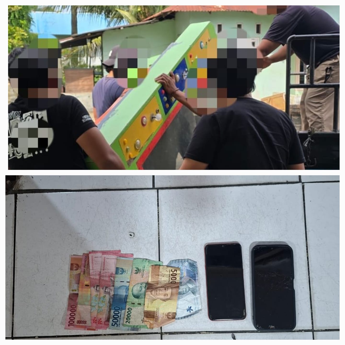 Petugas Satreskrim Polres Binjai saat mengamankan barang bukti