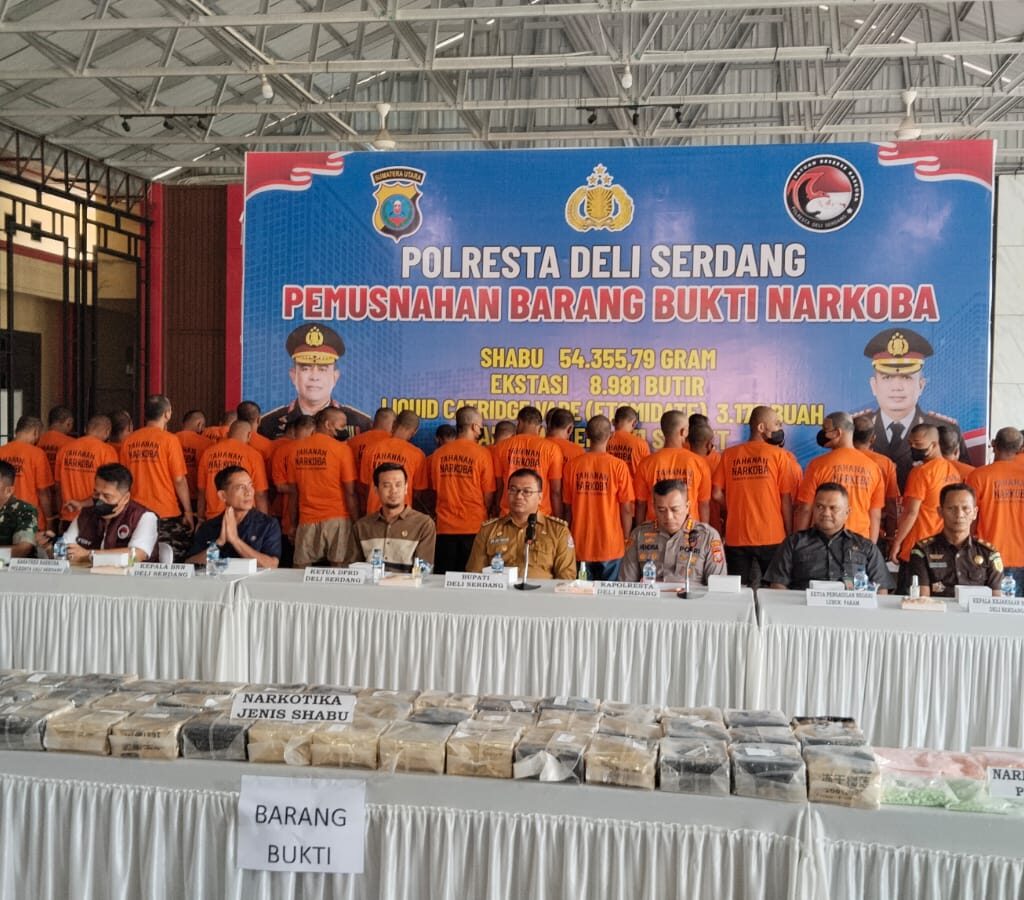 Ungkap 150 Kasus Narkoba, Polresta Deli Serdang Selamatkan 398.437 Jiwa