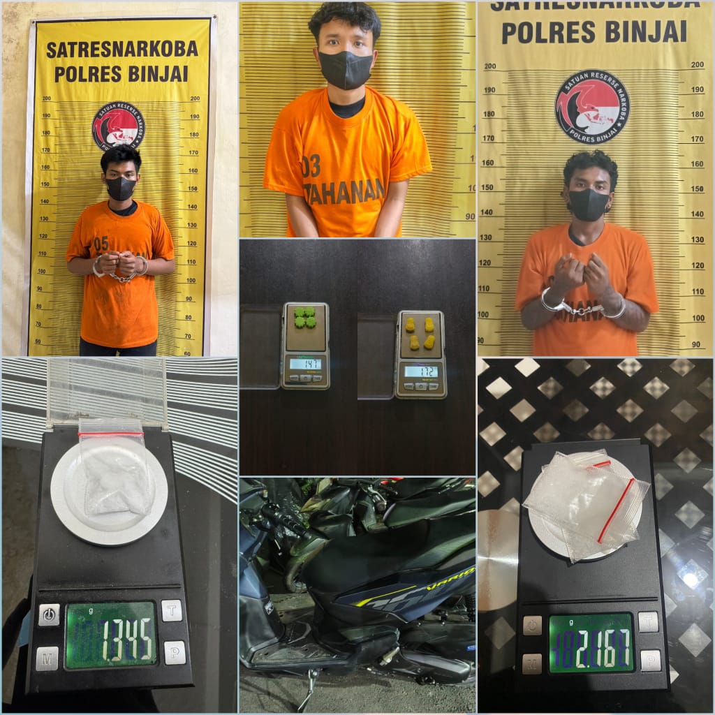 Tiga Terduga Bandar Narkoba Ditangkap dalam Sehari, Satnarkoba Polres Binjai Sita Sabu dan Ekstasi