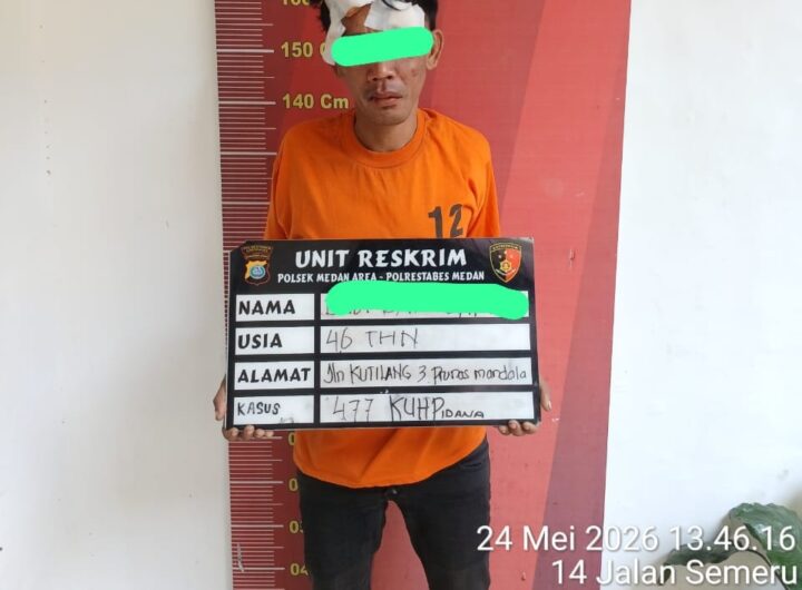 Dihajar Warga, Maling Motor Diamankan Polsek Medan Area