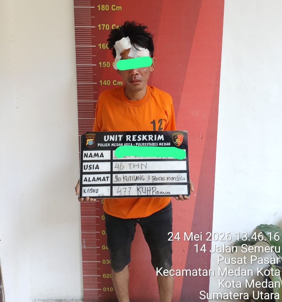 Dihajar Warga, Maling Motor Diamankan Polsek Medan Area