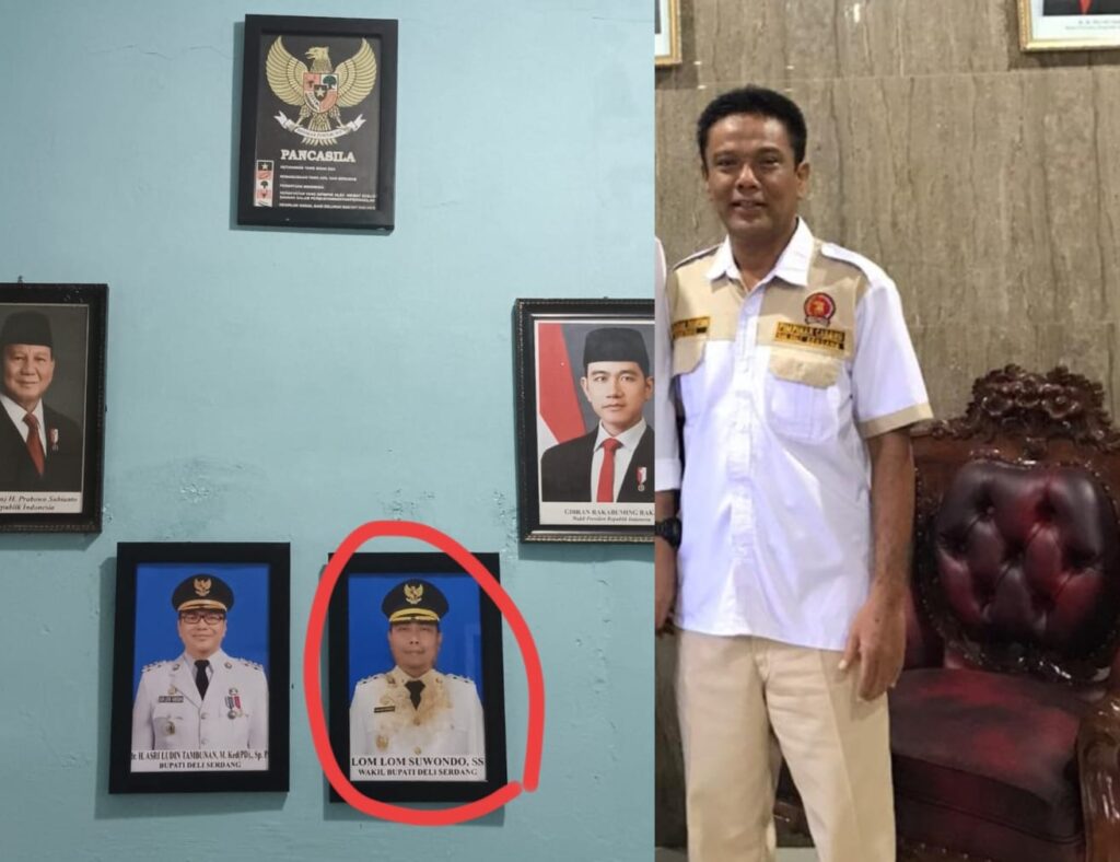 Foto Wakil Bupati Deli Serdang Rusak dan Kotor di Kantor Camat Sunggal, Gerindra Merasa Tersinggung