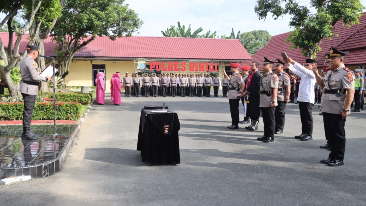 Kapolres Binjai Pimpin Sertijab Empat Pejabat Utama, Tekankan Profesionalisme dan Pelayanan Humanis