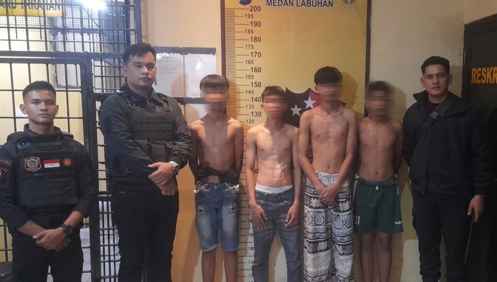 Respon Call Center 110, Polres Pelabuhan Belawan Amankan 4 Remaja Pelaku Tawuran