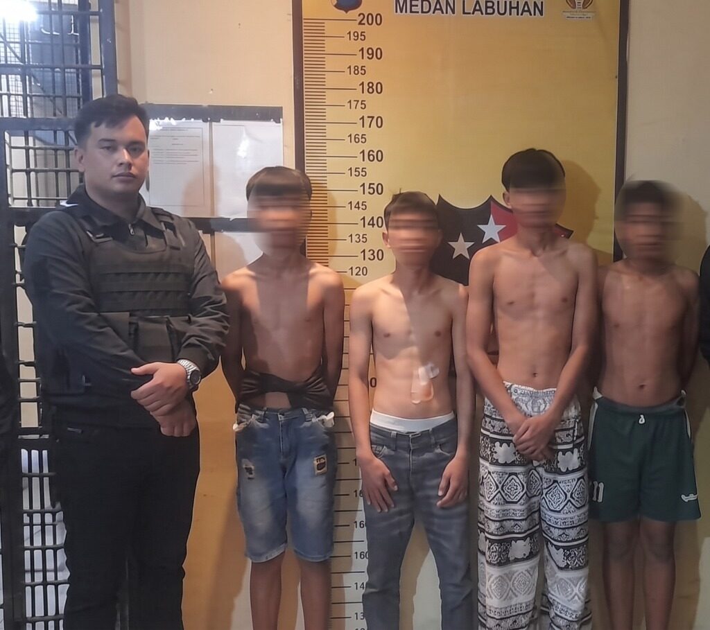 Respon Call Center 110, Polres Pelabuhan Belawan Amankan 4 Remaja Pelaku Tawuran