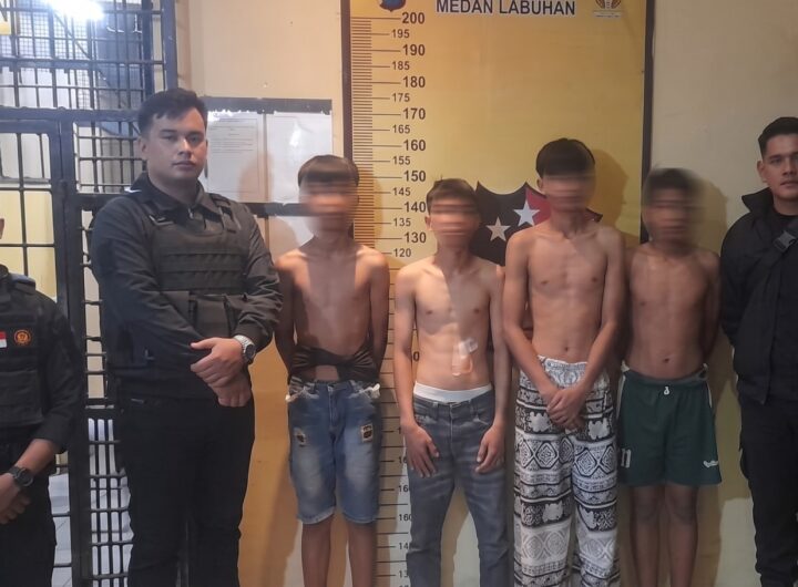 Respon Call Center 110, Polres Pelabuhan Belawan Amankan 4 Remaja Pelaku Tawuran
