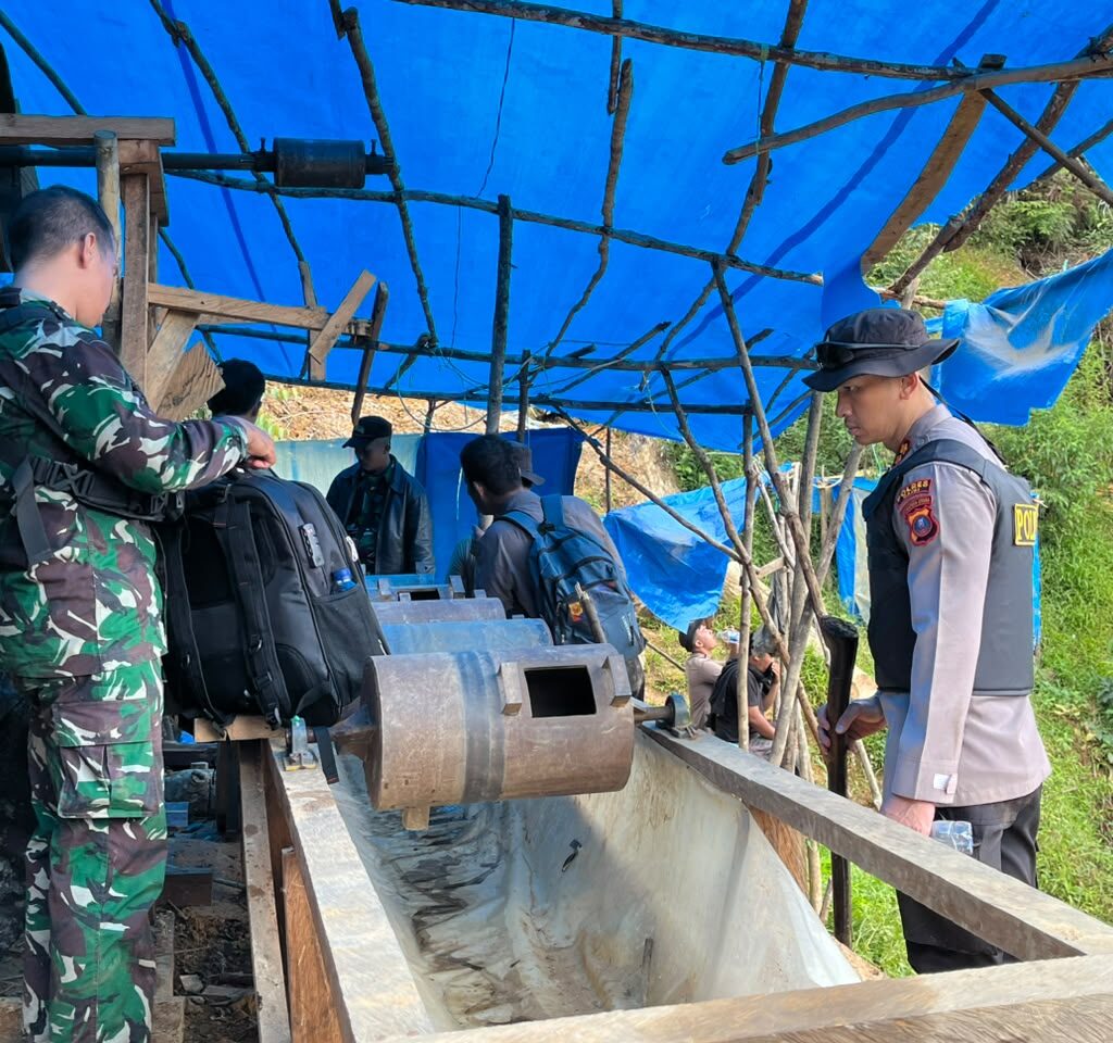Tim Gabungan Tertibkan PETI di Pegagan Hilir, 47 Camp Hingga Mesin Dimusnahkan