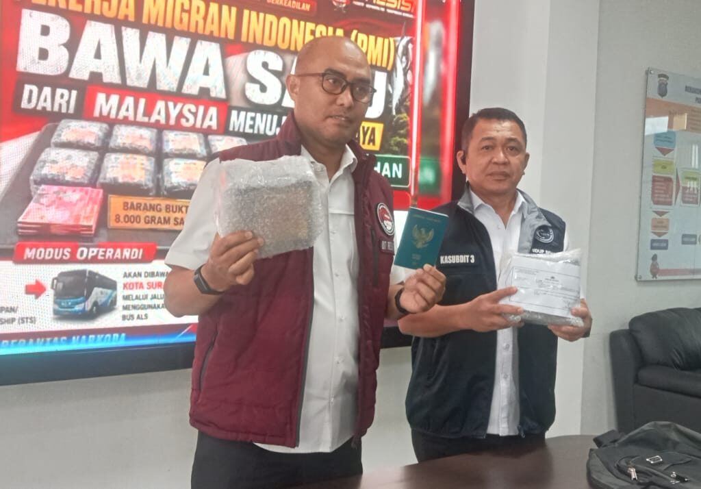 PMI Asal Jawa Timur Ditangkap Bawa 8 Kg Sabu dari Malaysia di Asahan
