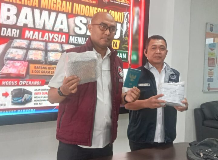PMI Asal Jawa Timur Ditangkap Bawa 8 Kg Sabu dari Malaysia di Asahan