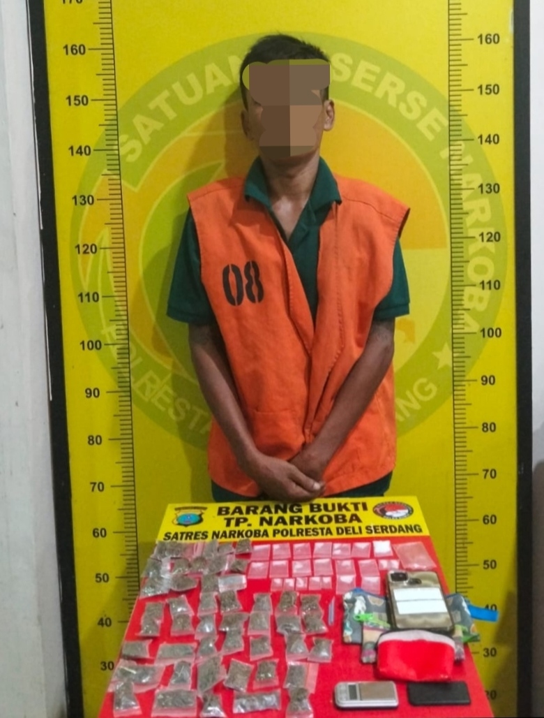 Polisi Tangkap Bandar Narkoba di Batang Kuis, Sita 21 Paket Sabu dan 46 Paket Ganja 