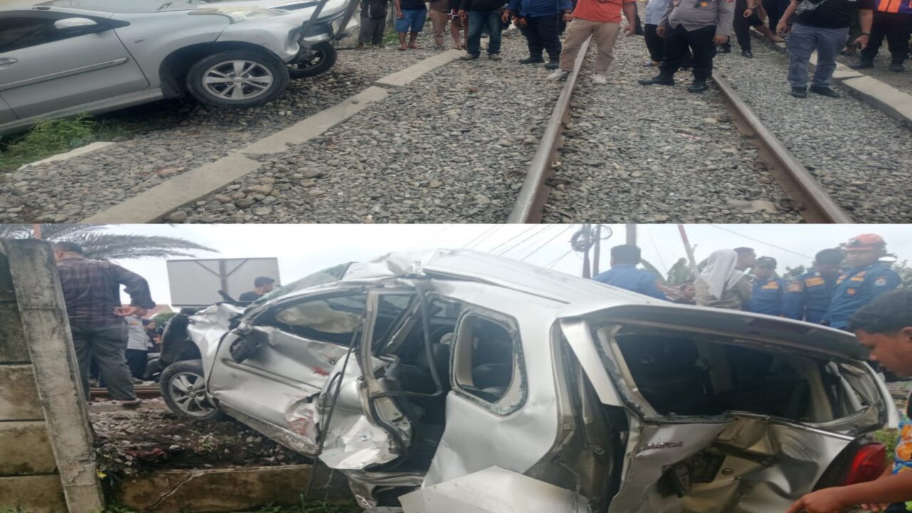 Mobil Avanza Tertabrak KA Sri Lelawangsa di Perlintasan Binjai, Dua Orang Luka