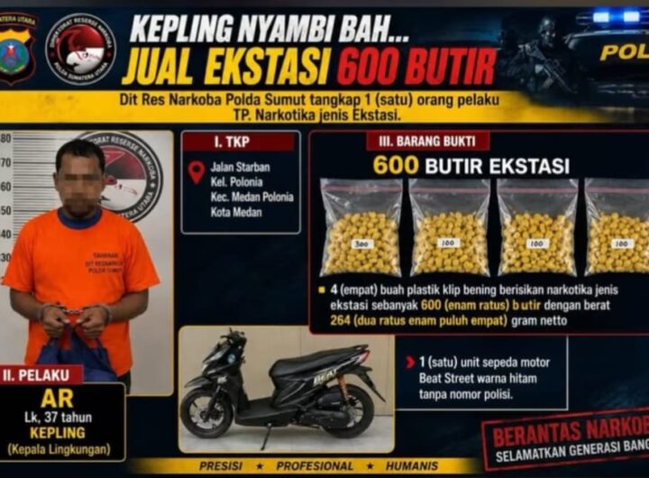 Nekat! Oknum Kepling di Medan Polonia Edarkan Narkoba, Disita 600 Butir Ekstasi
