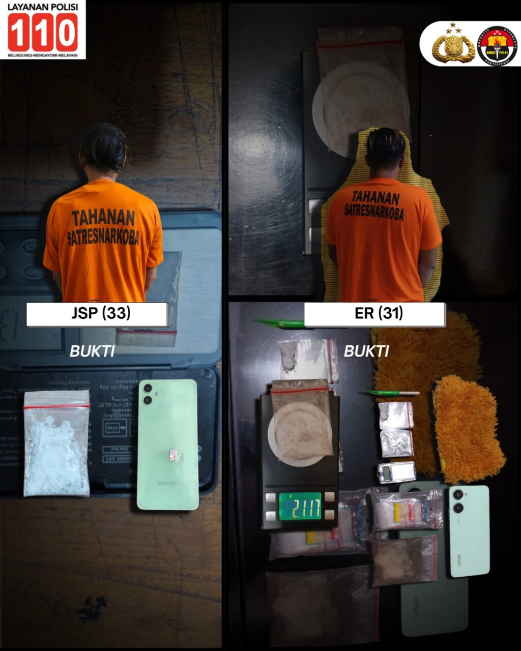 Dua Pria Ditangkap Polres Binjai, Sabu 3,9 Gram Diamankan