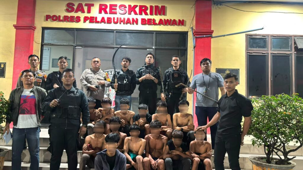 Polisi Tangkap 13 Pemuda Geng Motor dan Tawuran di Belawan, Sita 4 Sajam dan Ketapel