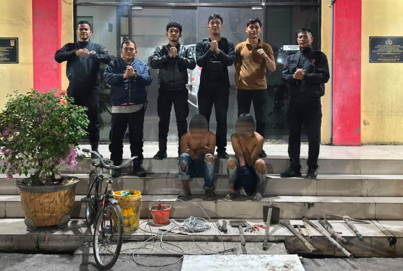 2 Terduga Pelaku Pencurian Kabel Fiber Optik di Jalan Pancing Ditangkap