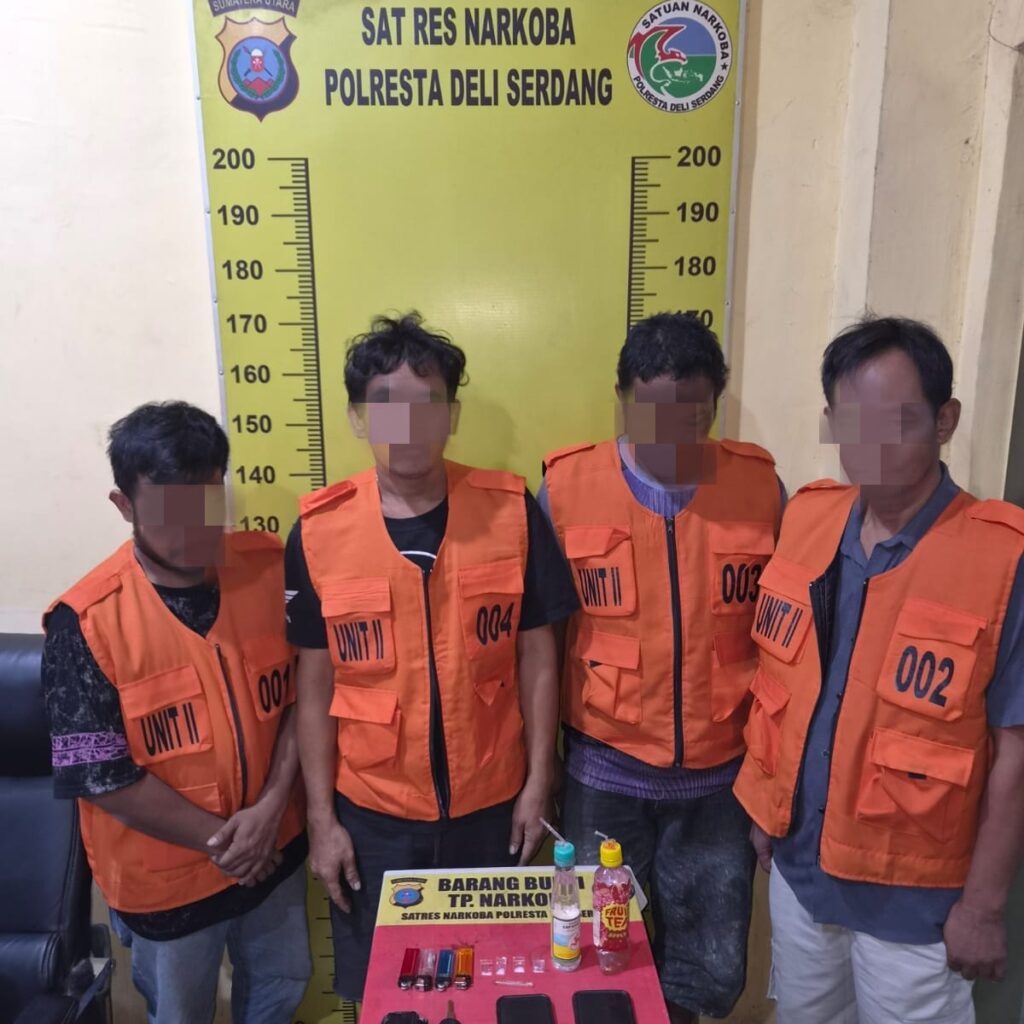 Polresta Deli Serdang Gerebek Sarang Narkoba di Kualanamu, 4 Pria Diamankan